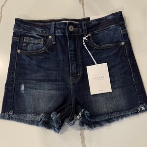 KanCan Women's High-Rise Distressed Indigo Jean Shorts Size S NWT